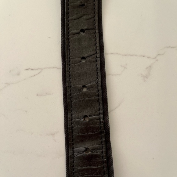 Men's Coach 100% Black Leather Belt Silvertone Buckle - Picture 10 of 13